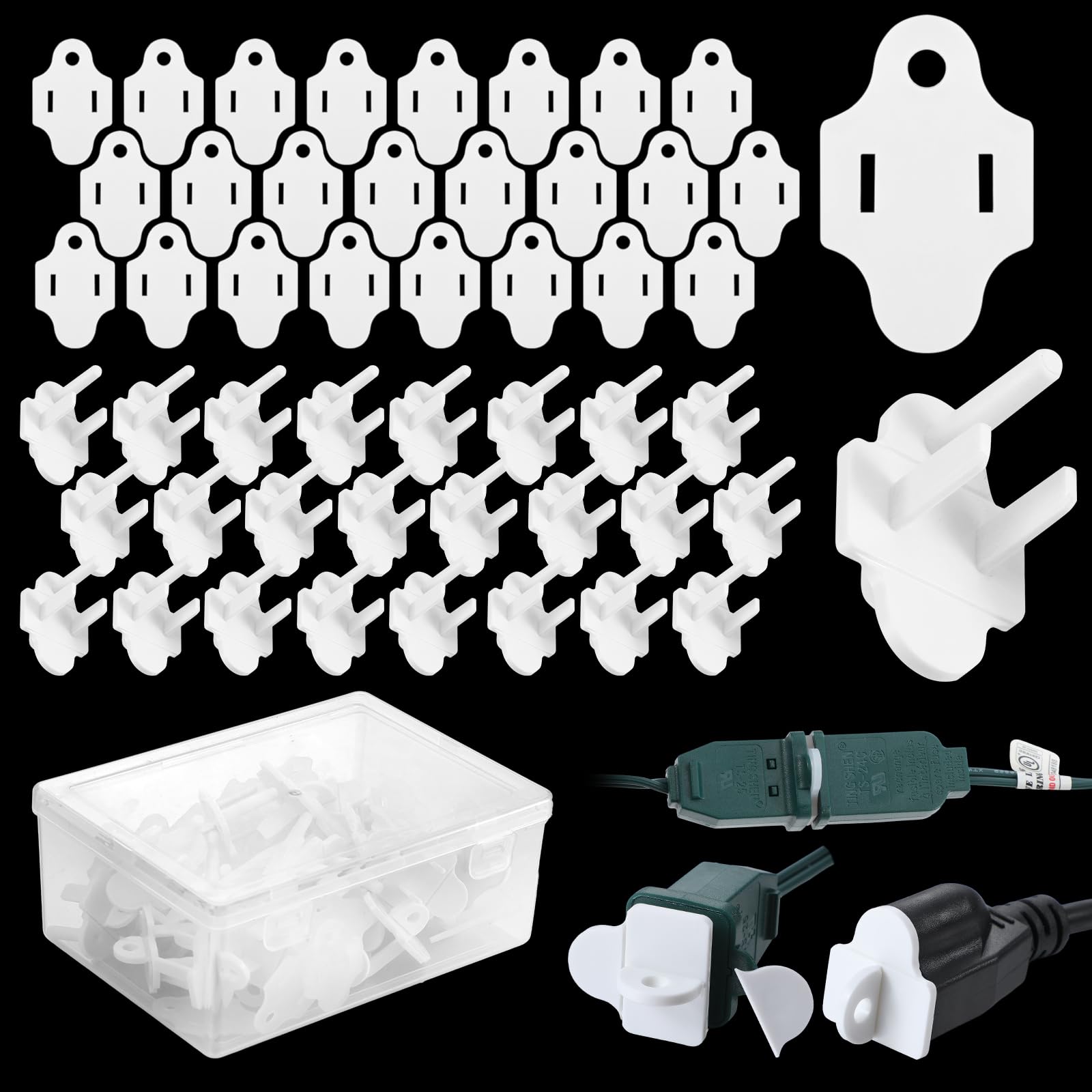 25 Sets White Christmas Light Weatherproof Gaskets and Plug Covers