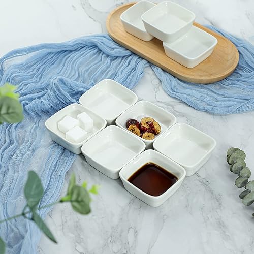 Miniatura 3 de SOCOSY Plato de cerámica multiusos de forma cuadrada, platos para condimentos, cuenco de inmersión para sushi, platos para aperitivos, platos para