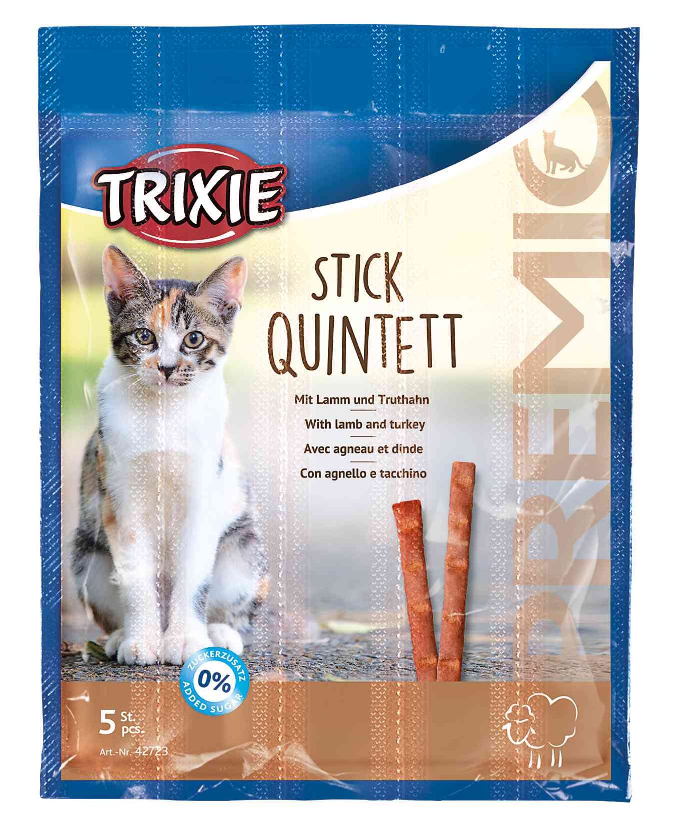 TRIXIE Snack PREMIO Quadro-Sticks, Salmón-Trucha, 5 × 5 g, Gato