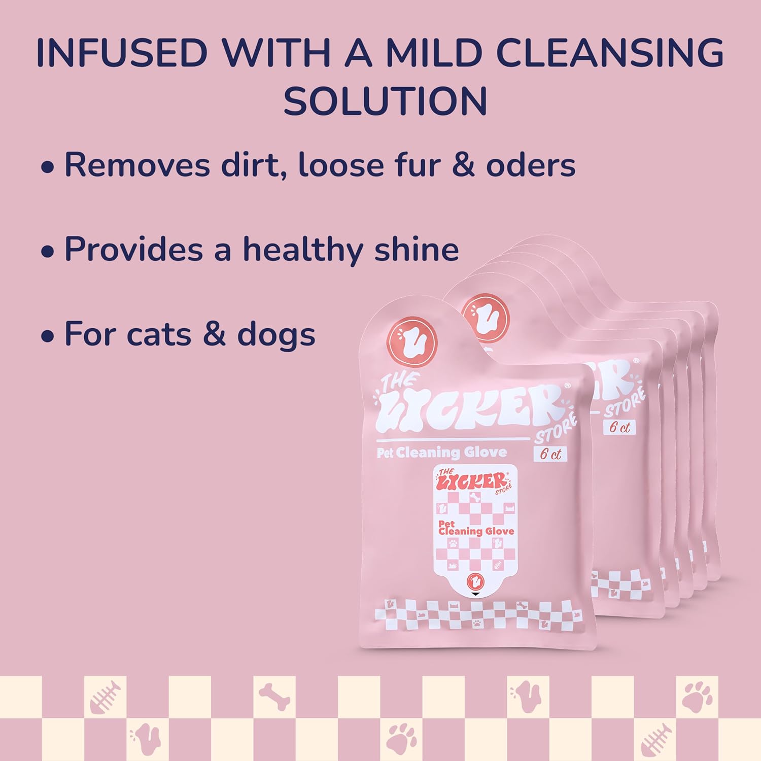 PWP1002A-6SET Pet Grooming Soft Glove Wipes for Dogs & Cats, Hypoallergenic & Gentle Cleaning for Paws & Body, Removes Dirt & Loose Fur, 36 Count, 6.2" x 10"