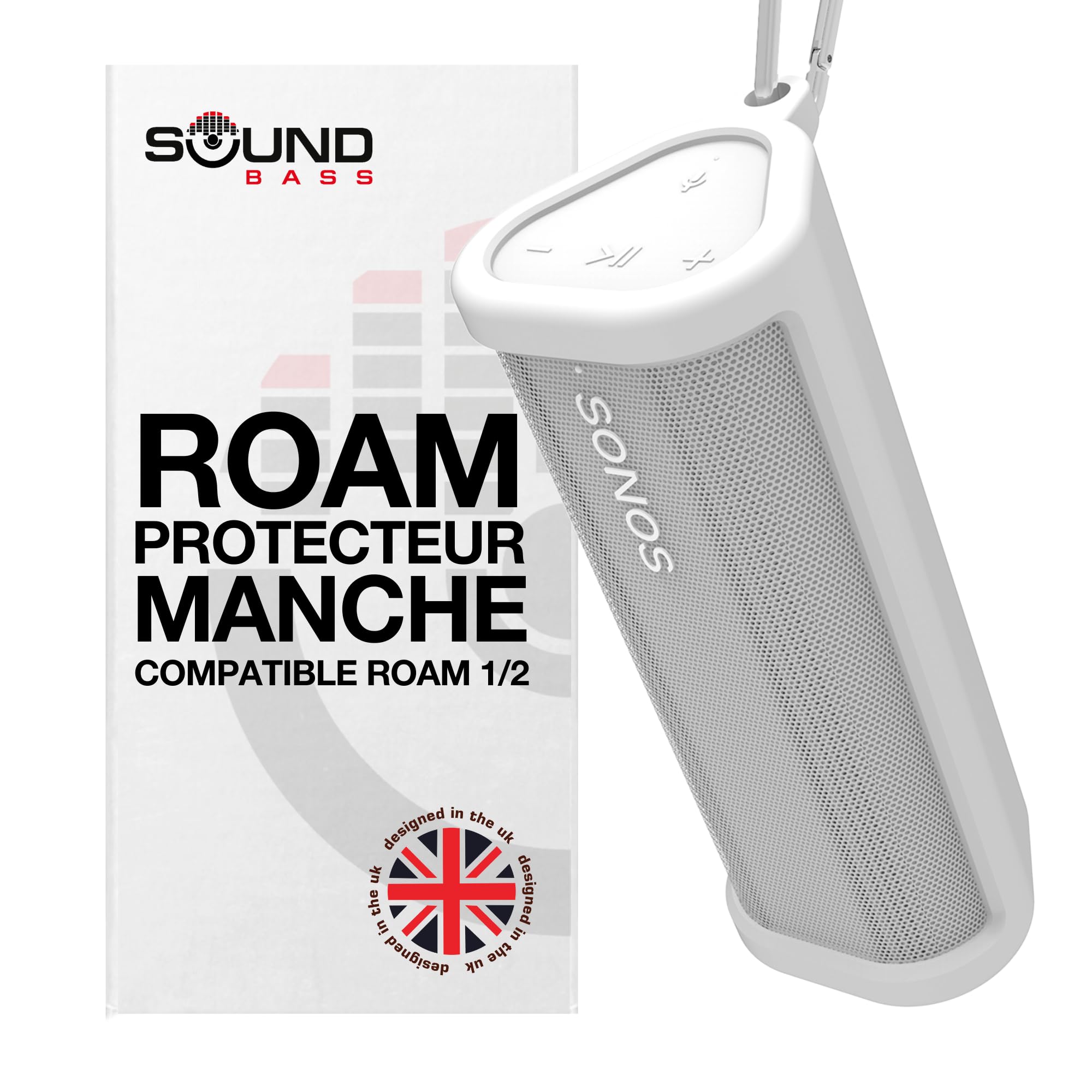 Étui Protecteur en Silicone Résistant pour Sonos Roam 2 | Nouvelle Couleur Blanche | avec Bouton Bluetooth pour Roam2 | Protégez Votre Haut-Parleur Bluetooth sans Fil avec Cette Housse