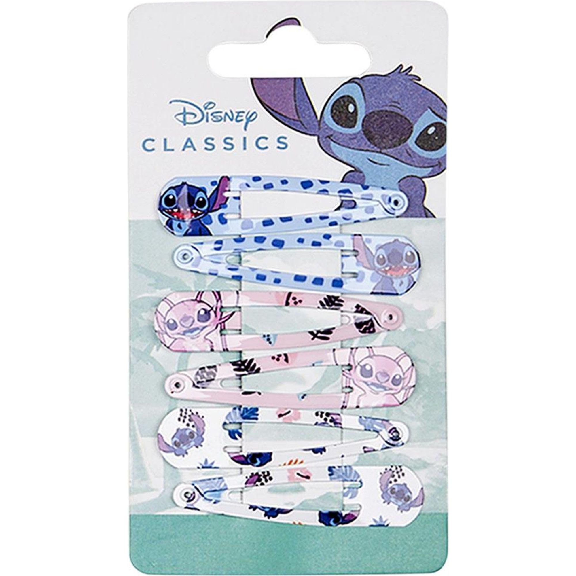 Pack de 6 Horquillas de Stitch - Diseño Multicolor - Elaboradas con Materiales Resistentes - Estampado con Stitch y Angel - Producto Original Diseñado en España