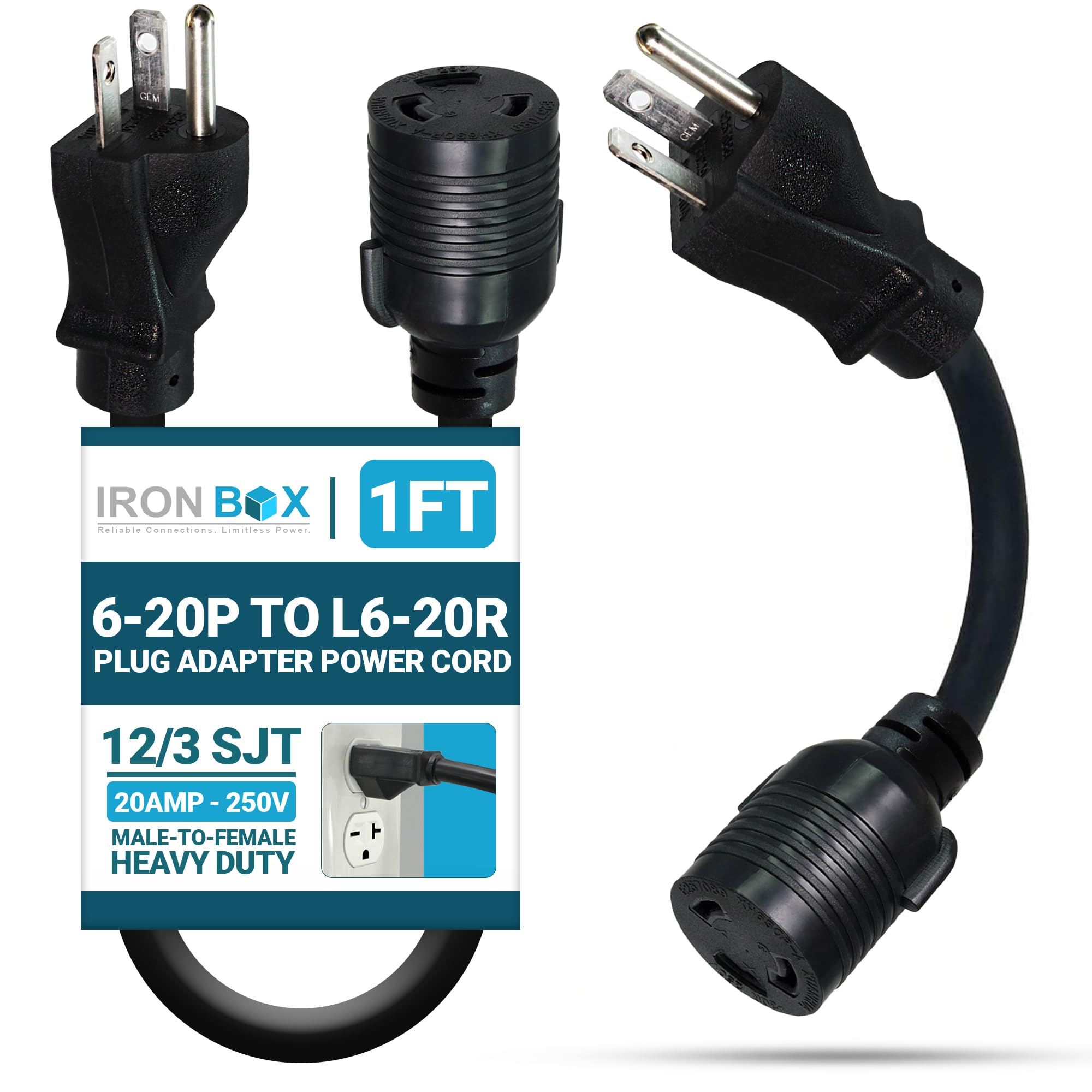 アルゴランプコンセントプラグ Amazon | IronBox Electric 6-20PからL6-20Rプラグアダプター電源