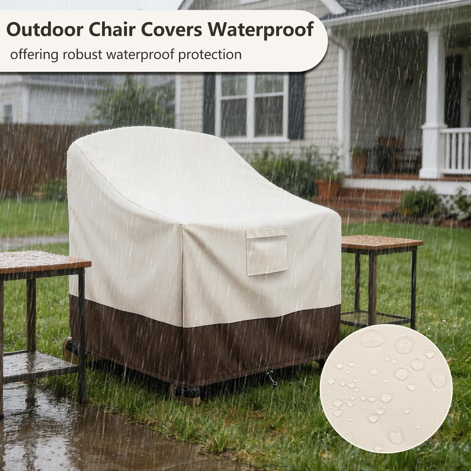 Patio Adirondack Chair Cover 2 Pack, 35W x 37D x 36H inches Waterproof Heavy Duty Outdoor Chair Covers,Adirondack Chair Covers for Outdoor Chair, Beige