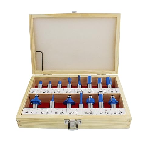 Miniatura 4 de ABN Brocas de enrutador de carburo de tungsteno de vástago de 12 pulgadas para carpintería - Juego de brocas de enrutador de madera 15p rectas, cola