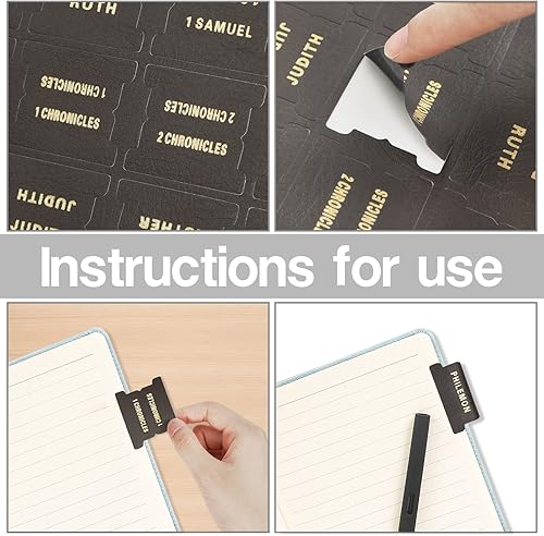 Miniatura 4 de Pestañas de cuero para la Biblia para mujeres y hombres, pestañas de índice de la Biblia católica con impresión grande para la Biblia de estudio,