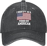 Vista 1 de I Identifys As A Pissed Off American Hat for Men Baseball Hats Graphic Hats, negro 7