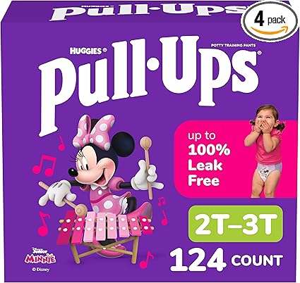Pull-Ups Girls' Potty Training Pants, Size 2T-3T Training Underwear (16-34 lbs), 124 Count (4 packs of 31)