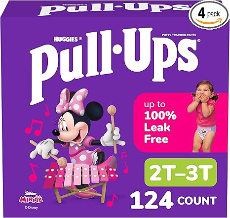 Pull-Ups Girls' Potty Training Pants, Size 2T-3T Training Underwear (16-34 lbs), 124 Count (4 packs of 31)