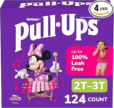 Pull-Ups Girls' Potty Training Pants, Size 2T-3T Training Underwear (16-34 lbs), 124 Count (4 packs of 31)