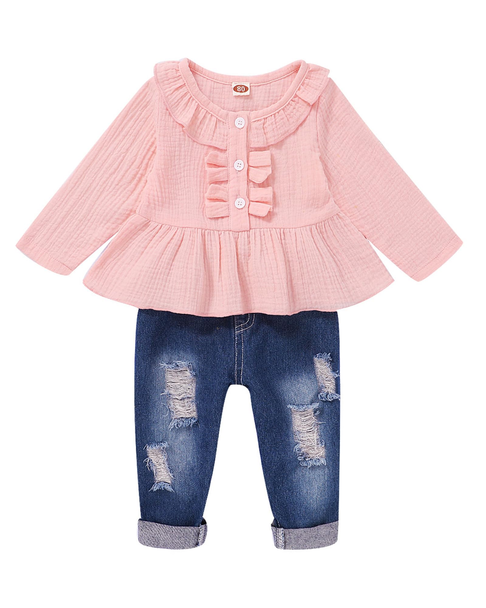 Baby Girl Clothes Toddler Girl Jeans Outfits Ruffle Shirt Denim Pants Girls Clothing Set Fall Winter Outfit