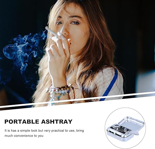Miniatura 3 de Cenicero de bolsillo, mini cenicero portátil de metal con tapa, para eliminar cigarrillos, cenizas, cigarrillos, contenedor para el hogar, oficina,