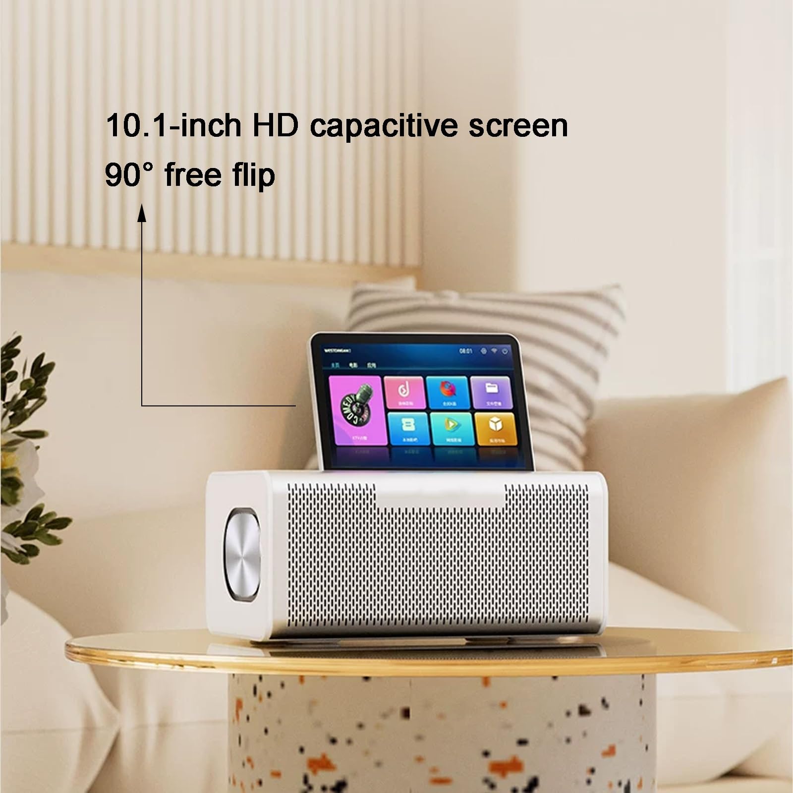 Cassa Karaoke con 2 Microfoni Wireless Schermo HD da 10,1 Pollici
