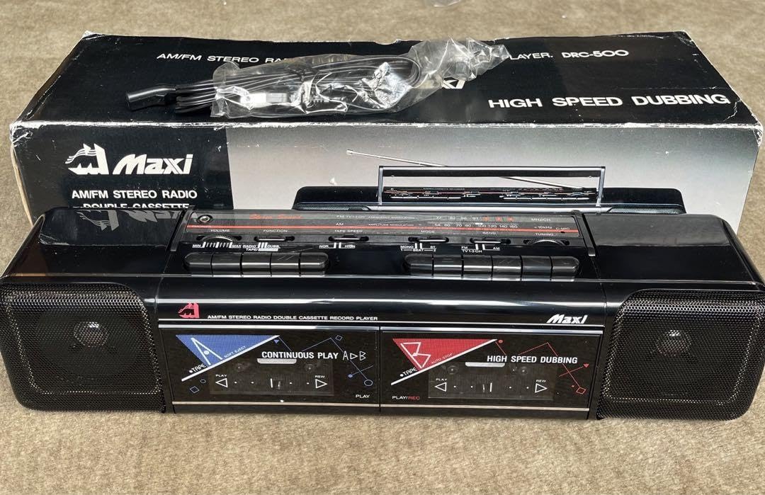 MAXI ポータブルラジカセ DRC-500 ダブルカセットデッキ レトロ Amazon.co.jp: レトロ ポータブルラジカセ MAXI DRC-500 ダブル