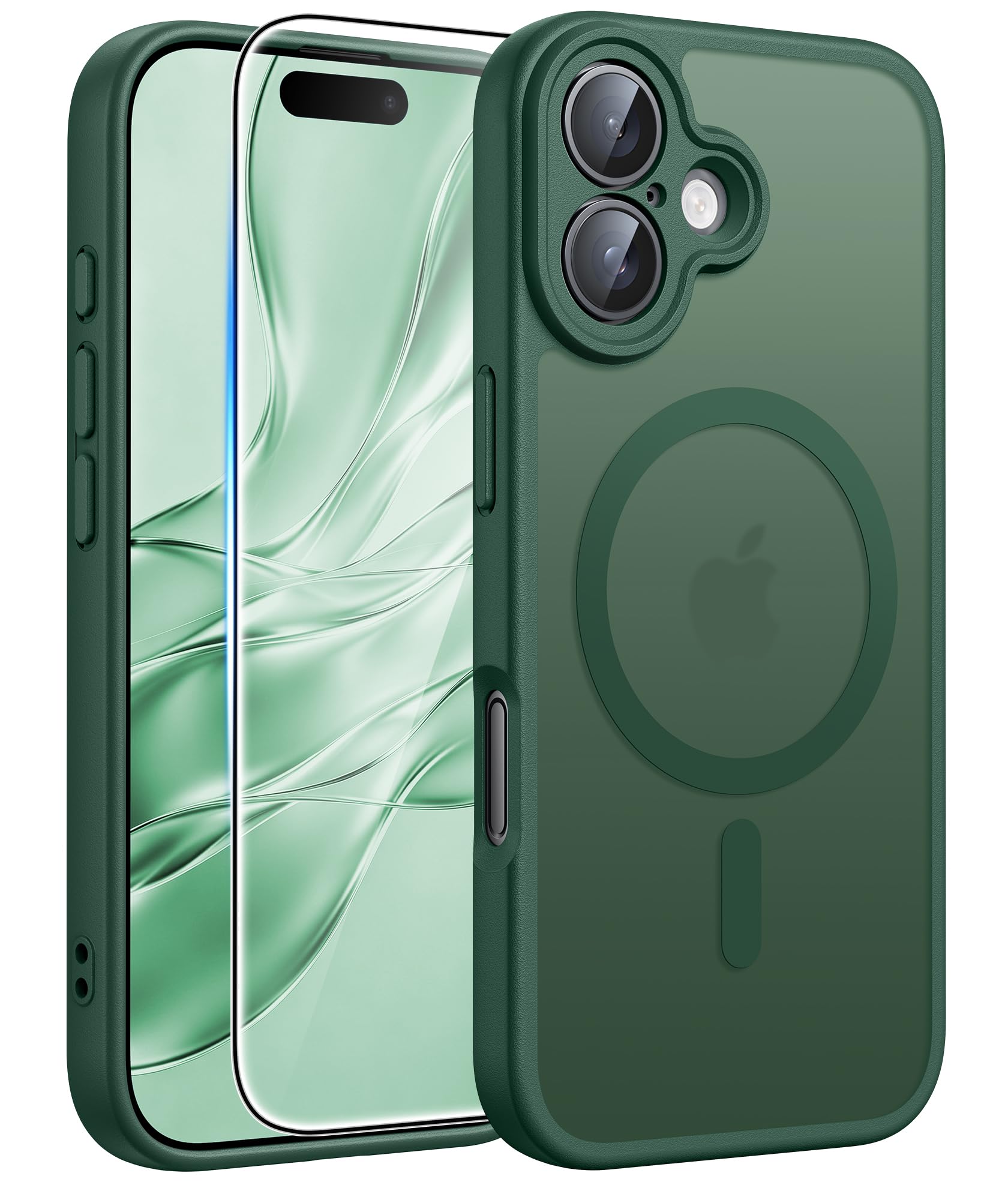 FNTCASE for iPhone 16 Plus Case Green: Compatible with MagSafe