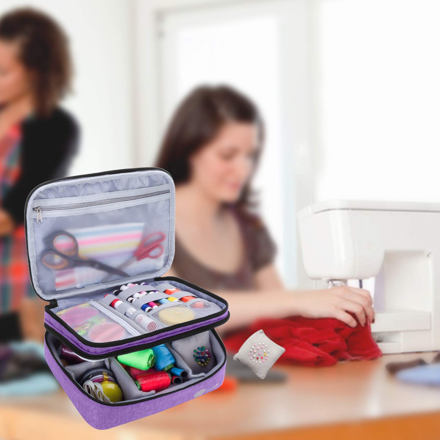 Borsa Kit Da Cucito Luxja - Capiente, Con Tracolla, Organizer Per Accessori - Foto 5