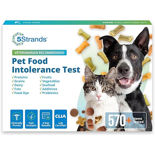 5Strands Pet Food Intolerance Test, at Home Sensitivity Test for Dogs & Cats, 575 Items Tested, Hair Analysis, Accurate for All Ages & Breeds, Pet Gut Health, Results in 4 Days