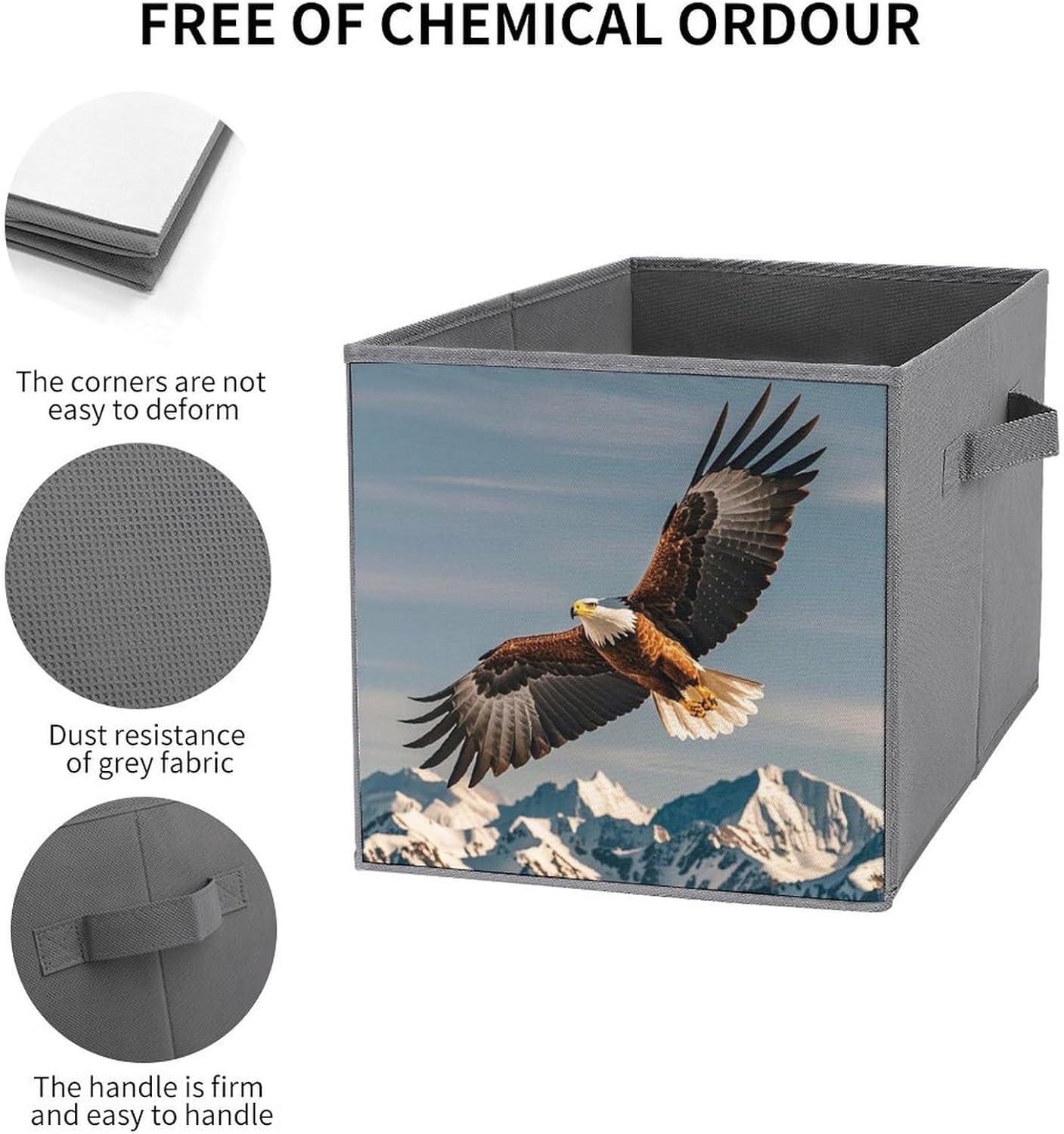 Eagles Foldable Storage Box with Handles, Durable Oxford Storage Cubes, 6PCS Collapsible Closet Organizer for Home, Shelf, Office, Travel