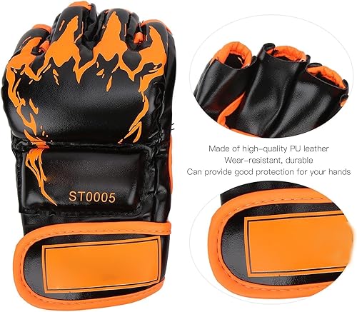Miniatura 3 de Guantes de MMA, guantes profesionales de MMA sin dedos, de piel sintética, saco de boxeo Sanda, guantes de boxeo para saco de boxeo Sparring Muay