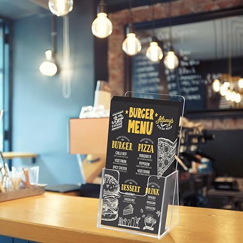 Miniatura 5 de QPEY Paquete de 2 soportes acrílicos para folletos de 8.5 x 11 pulgadas, soporte transparente para folletos, soporte para folletos de plástico para