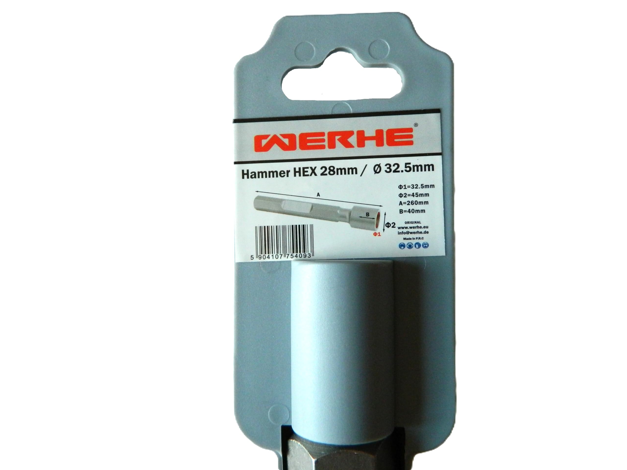 WERHE® Professional HEX28 Ø32,5mm 45x260mm Pilote de piquet de terre pour l'enfichage de la prise de terre profonde Mise à la terre Prise de terre - Jack Hammer Picket Poteau Pilote