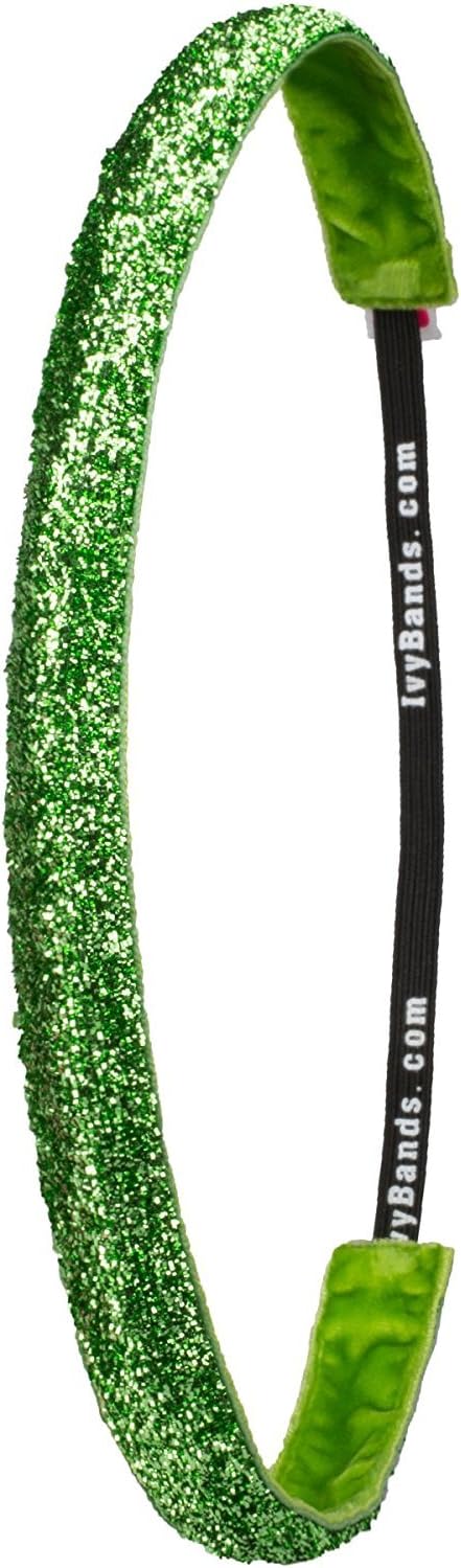 Headband – The Non Slip Headband | Green Glitter Slim line| 1.6 Wide Green Slim Line, Green, One Size, IVY763