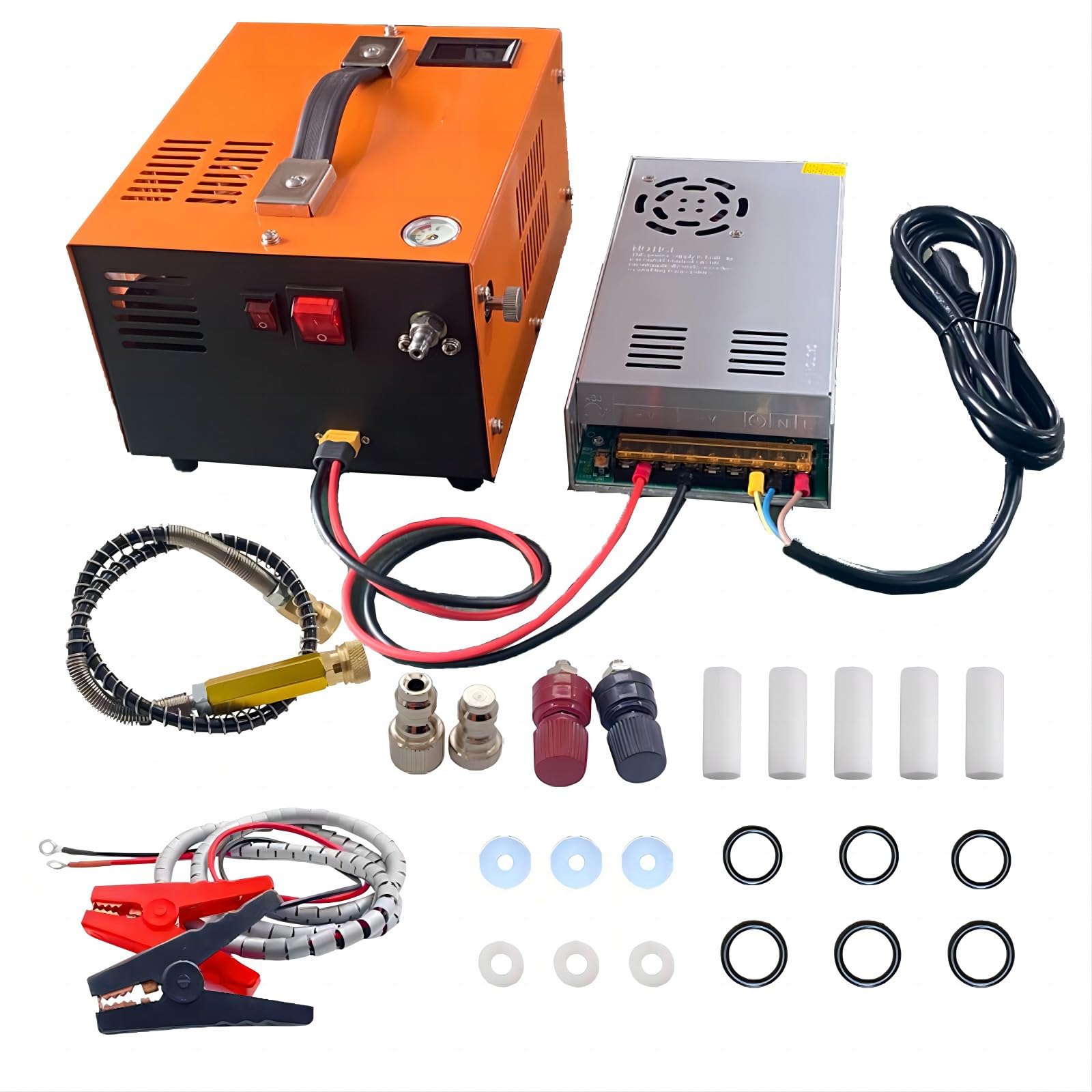 UdaCa Portable PCP Air Compressor,5 L Portable Oil/Water Free High Pressure Pump Compressor Transformer,4500 PSI/300 BAR Pressure Pointer Auto-Stop PCP Air Rifle Compressor