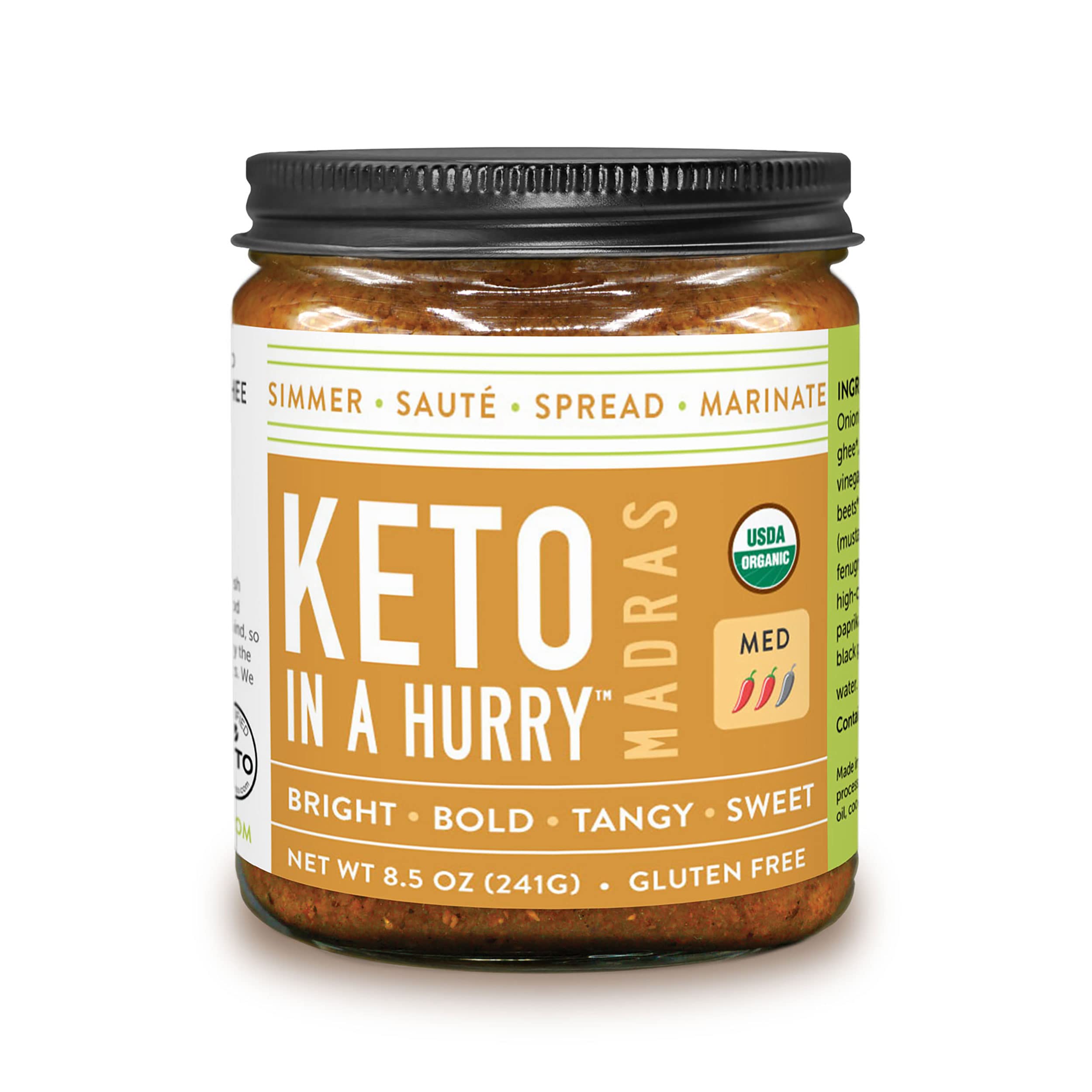 Pure Indian Foods Keto In A Hurry (Madras) 8.5 oz, Certified Ketogenic Organic Curry Seasoning (Concentrate/Paste), No Sugar or Preservatives Added