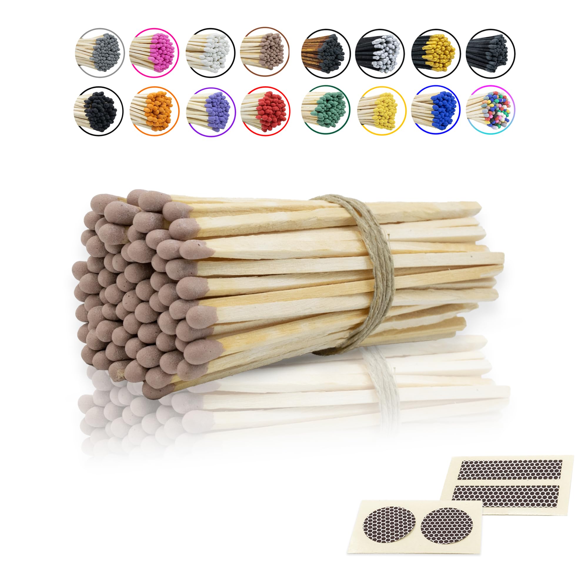 4" Inch Long Wooden Refill Matchsticks with Strike Stickers - Safety Matches Wholesale Bulk Loose by Chandler Studio (50 Pieces, Brown)
