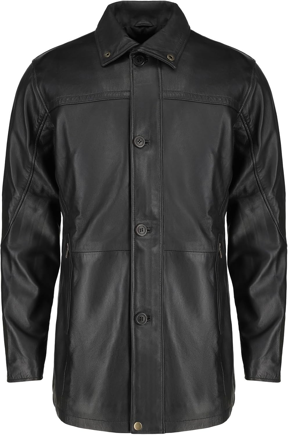 Leather Car Coats For Men – 3/4 Length Real Lambskin Leather Jacket Men - Trench Coat