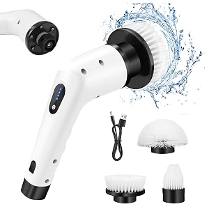 3-in-1 Cordless Spin Scrubber Electric Spin Scrubber with 2 Speeds Power Spin Scrubber with 3 Replaceable Brush Heads