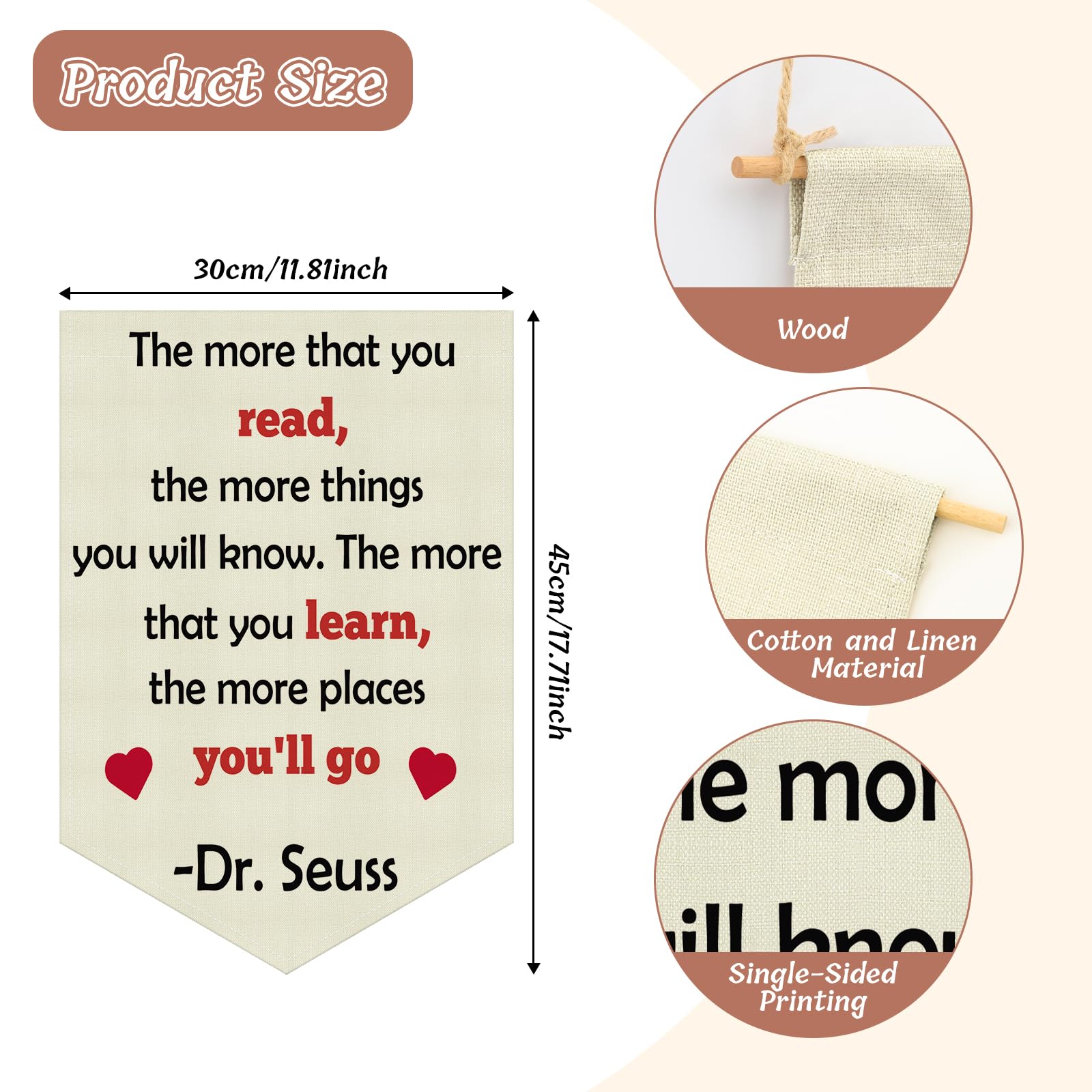 Read Room Decor Motivational Hanging Pennant Flag Inspirational Quotes Banner for Read Corner Decor Nursery Kids Room Office Decoration Gifts for Reading Lovers Girl Boy Christmas Birthday Gifts