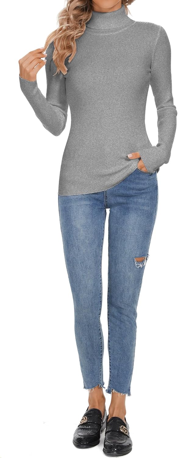 Turtleneck Sweaters for Women Ribbed Long Sleeve Pullover Sweater Slim Fit Jumpers Casual Trendy Knit Tops - Image 4