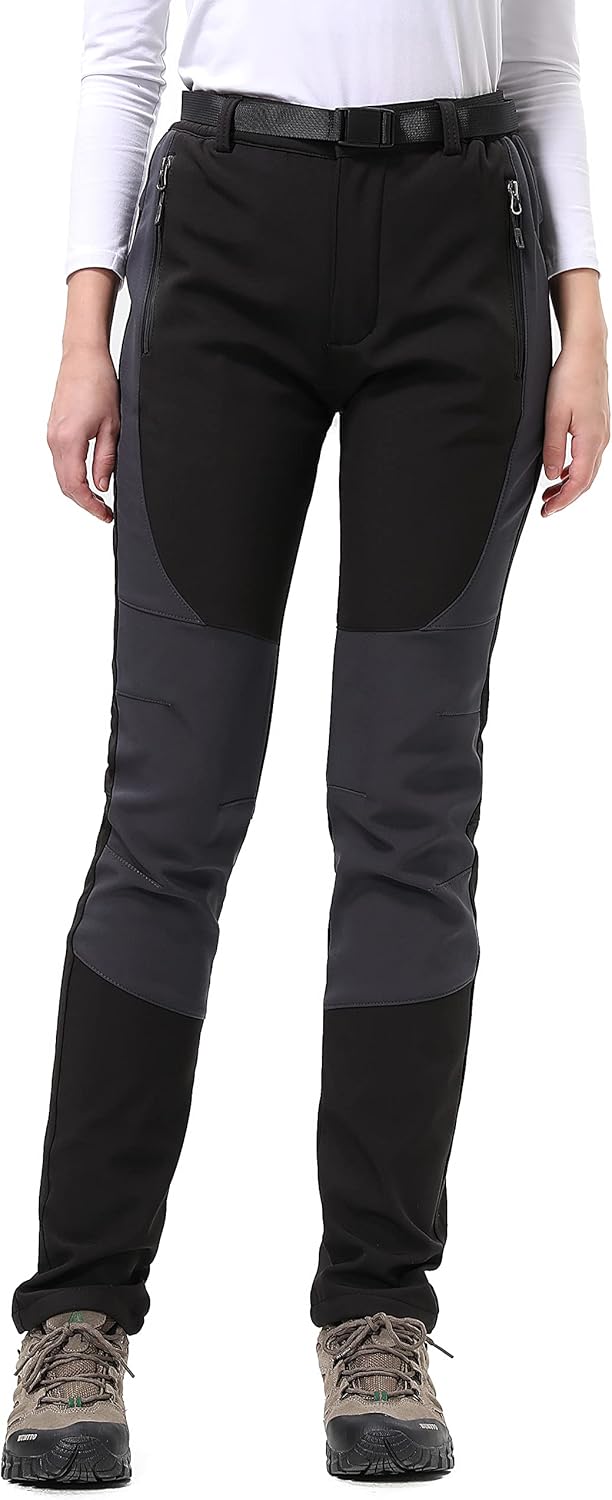 DAFENGEA Women's Snow Ski Pants Fleece Hiking Waterproof Windproof Softshell Outdoor Snowboard Pants