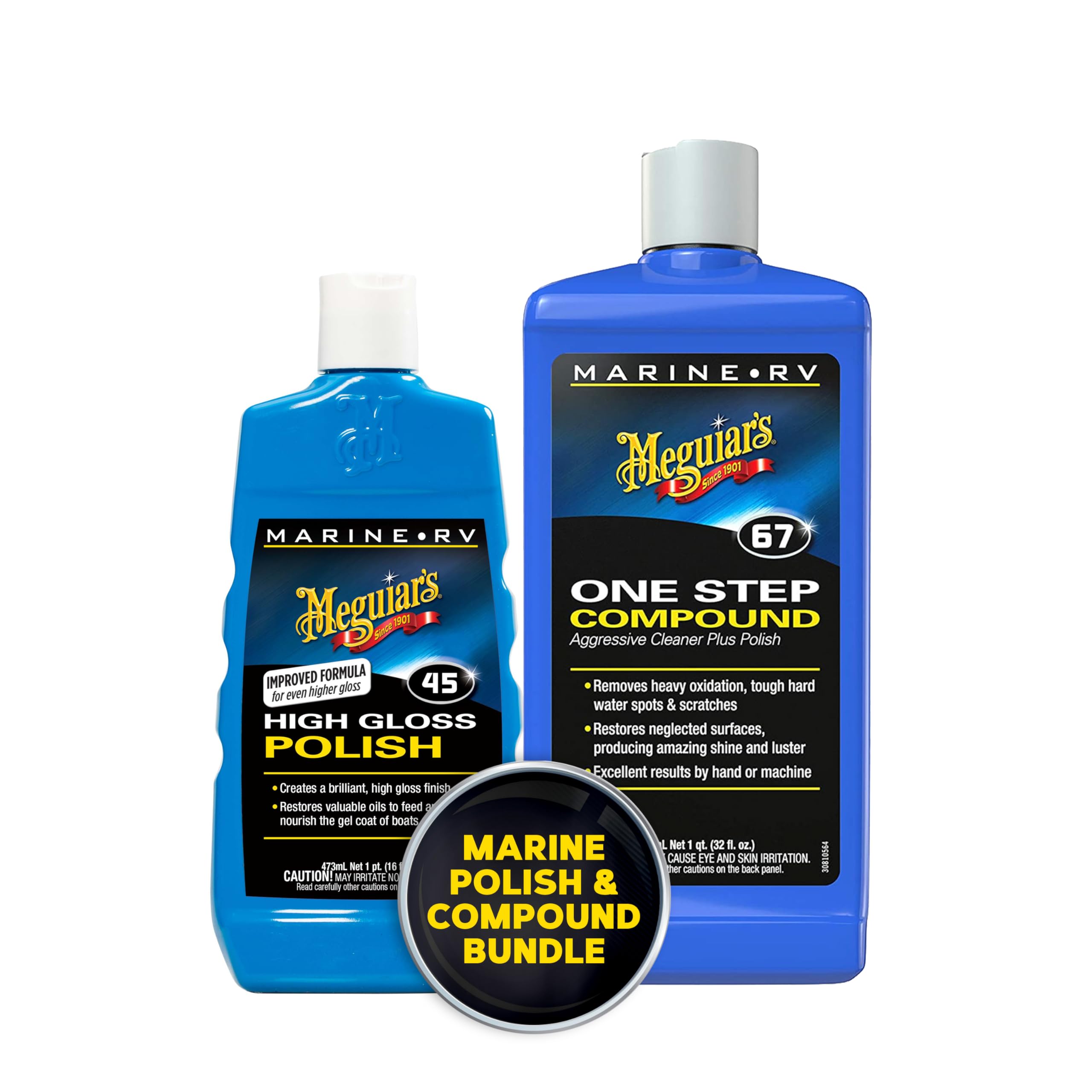 Meguiar's M6732 Marine/RV One Step Compound and M4516 Marine/RV Polish & Gloss Enhancer Bundle