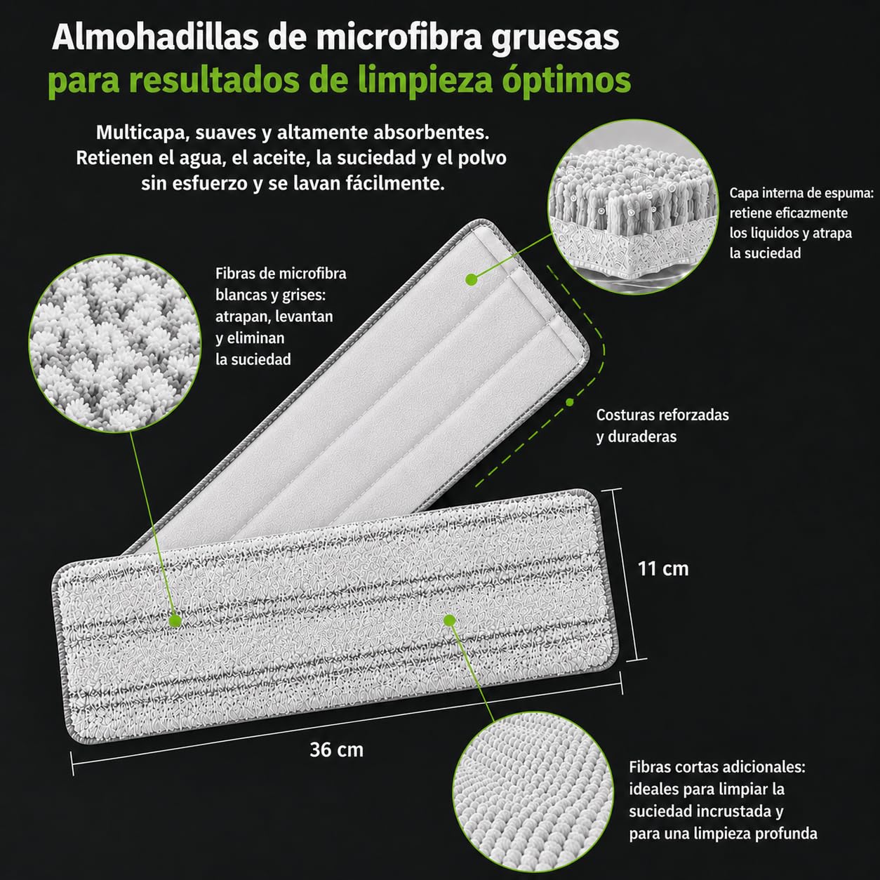 City Mopa Plana con Cubo – Sistema de Separación de Agua Limpia y Sucia, 2 Mopas de Microfibra, Limpieza Sin Marcas para Suelos, Azulejos y Parquet