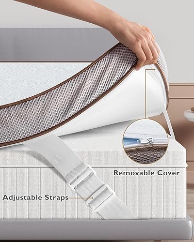 Miniatura 5 de BedStory Cubrecolchón de 4 pulgadas Twin XL para dormitorio universitario - Cubrecolchones de espuma viscoelástica con gel con funda extraíble