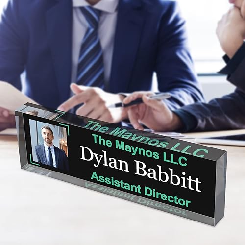 Miniatura 7 de Placas de nombre de escritorio personalizadas para escritorio, placas de identificación acrílicas personalizadas para escritorio, bloque de placa