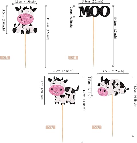 Miniatura 2 de ZHUOWEISM Decoración de pastel de vaca, 17 piezas de bolas de espuma para decoración de pasteles con temática de vaca, baby shower, suministros de