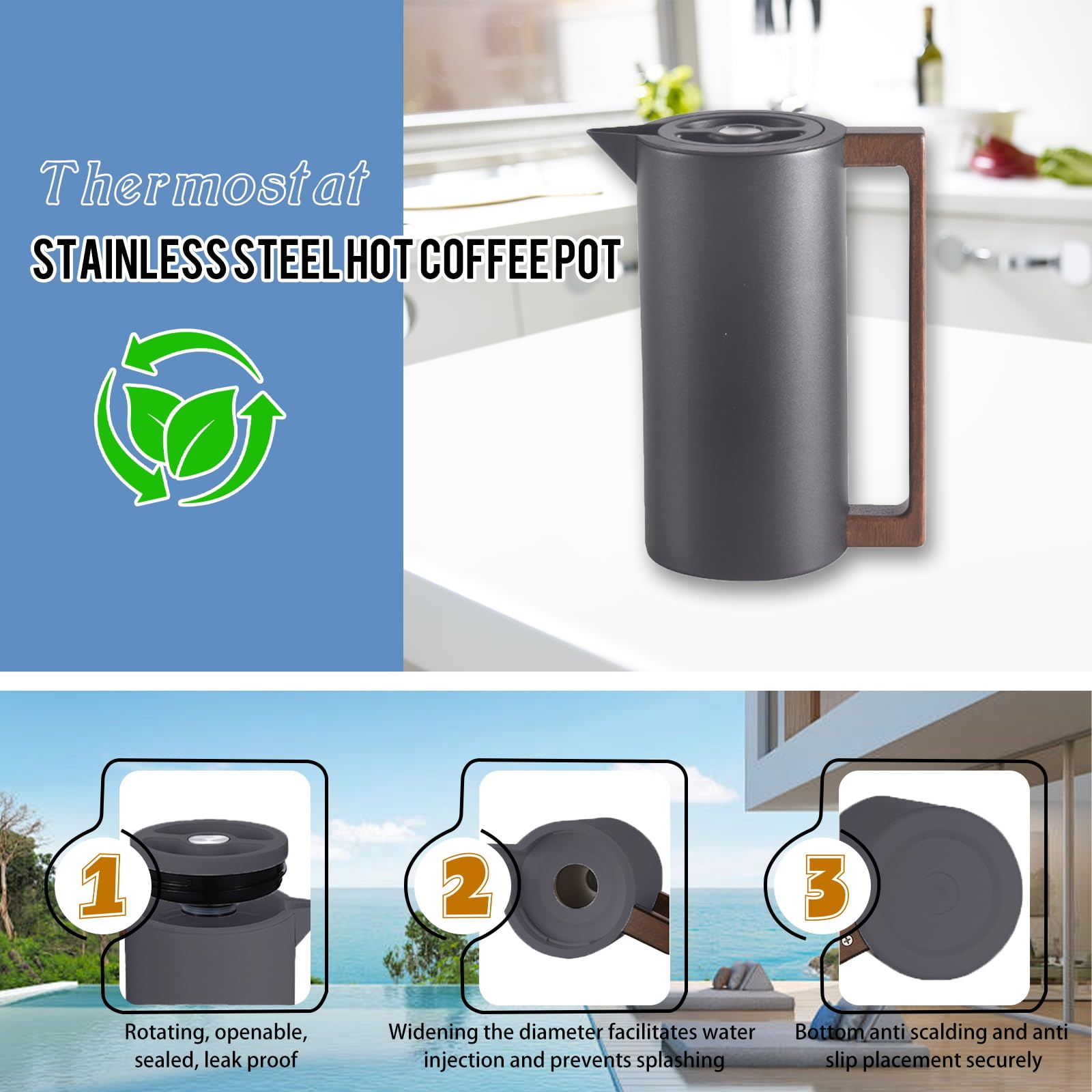 Geïsoleerde vacuümkan, thermische koffiekaraf fles voedselveilig
