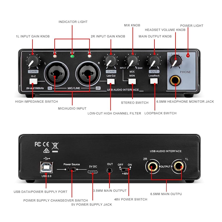Depusheng USBオーディオインターフェイス Amazon.com: Depusheng RED USB Audio Interface for Recording