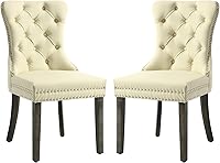 Vista 49 de KCC Juego de 6 sillas de comedor de terciopelo, silla de comedor tapizada de alta gama con respaldo acolchado, anillo de tracción de cabeza de Beige