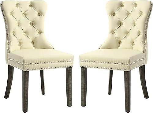 Miniatura 49 de KCC Juego de 6 sillas de comedor de terciopelo, silla de comedor tapizada de alta gama con respaldo acolchado, anillo de tracción de cabeza de