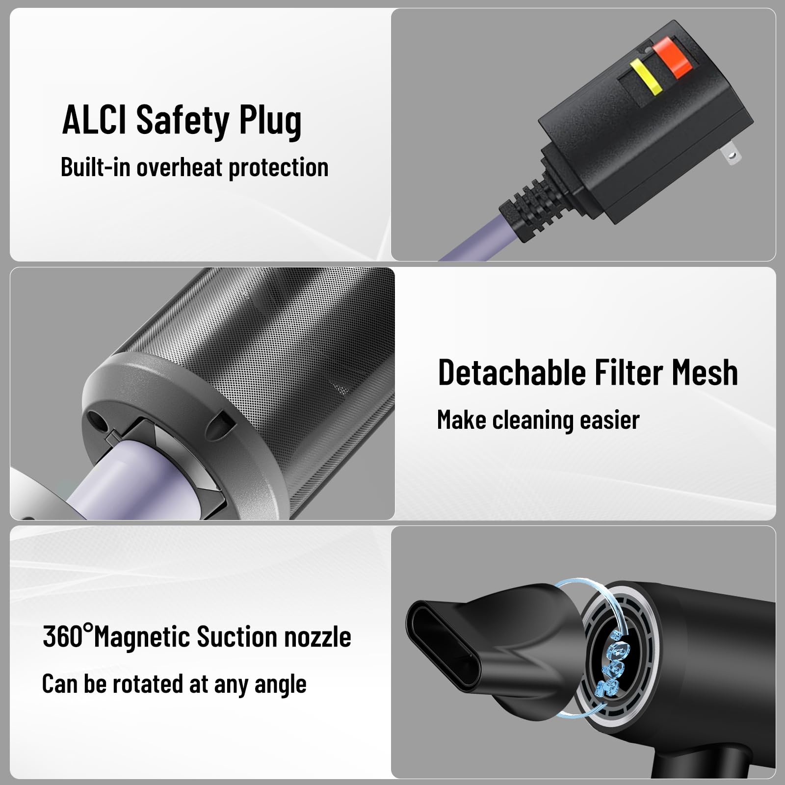 Secador de pelo – 110000 RPM de alta velocidad sin escobillas motor negativo secador de soplado iónico negativo para secado rápido, secador de pelo con control térmico de bajo ruido con boquilla con 8