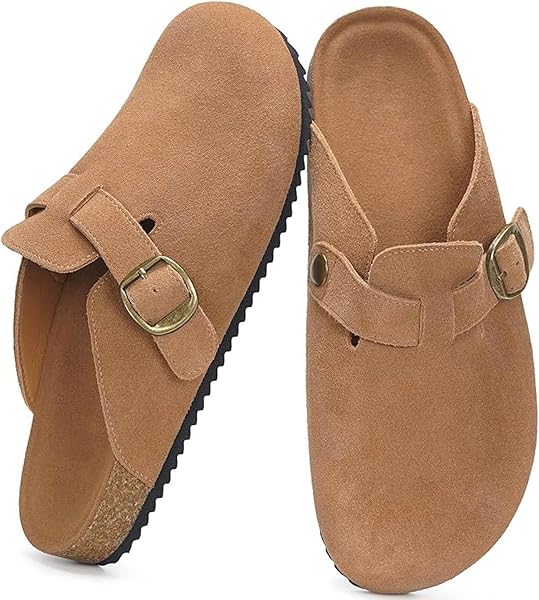 Forhome Zuecos de Piel con Corcho para Mujer