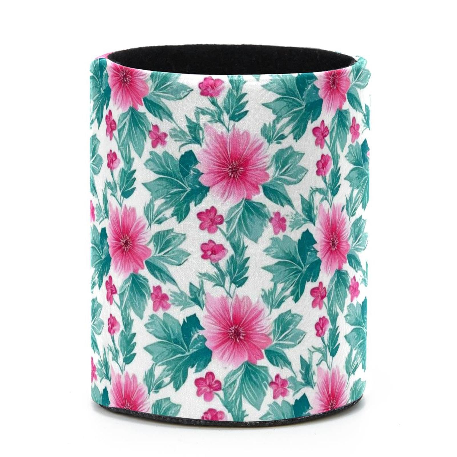 VAPOKF Round Pencil Holders for Desk, Artistic Leaves Pen Holders Pen Pot Makeup Brushes Storage Desktop Stationery Supplies Organiser for Home Office