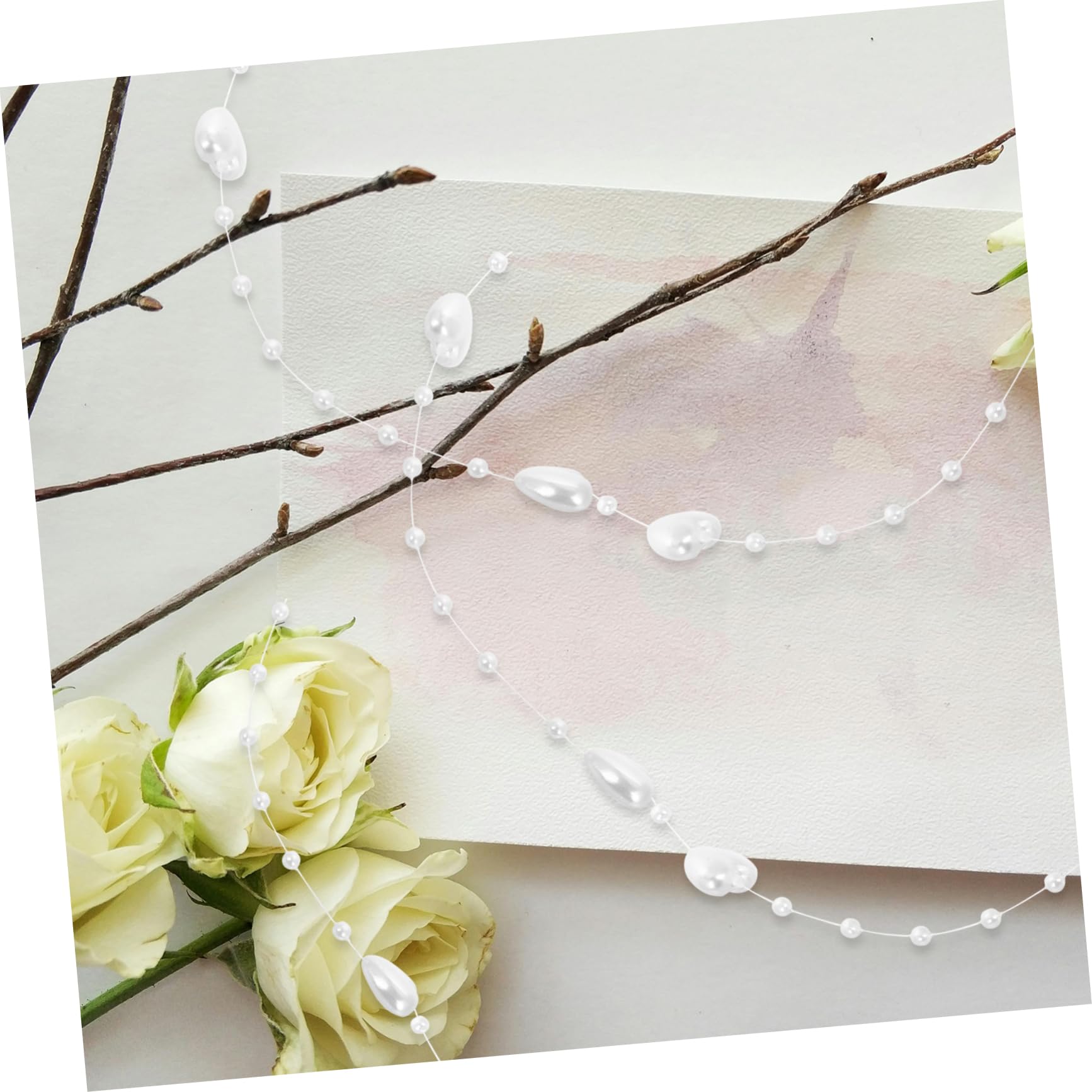 Guirnalda De Perlas De Corazón para Decoración De Eventos Cadenas De Perlas para Manualidades y Ramo De Flores para San Valentín y Bodas