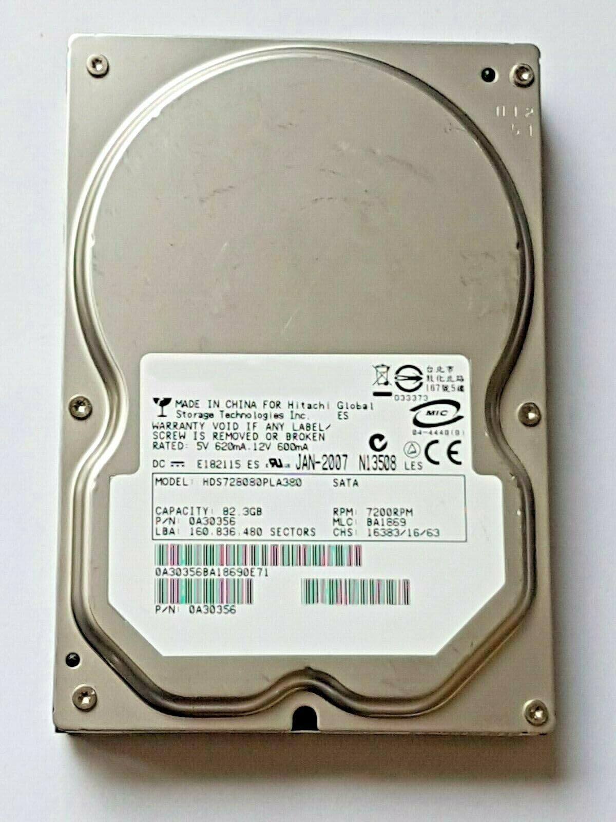 82 3 GB SATA HDS728080PLA380 7200 RPM 8MB 3 5 Hard Drive