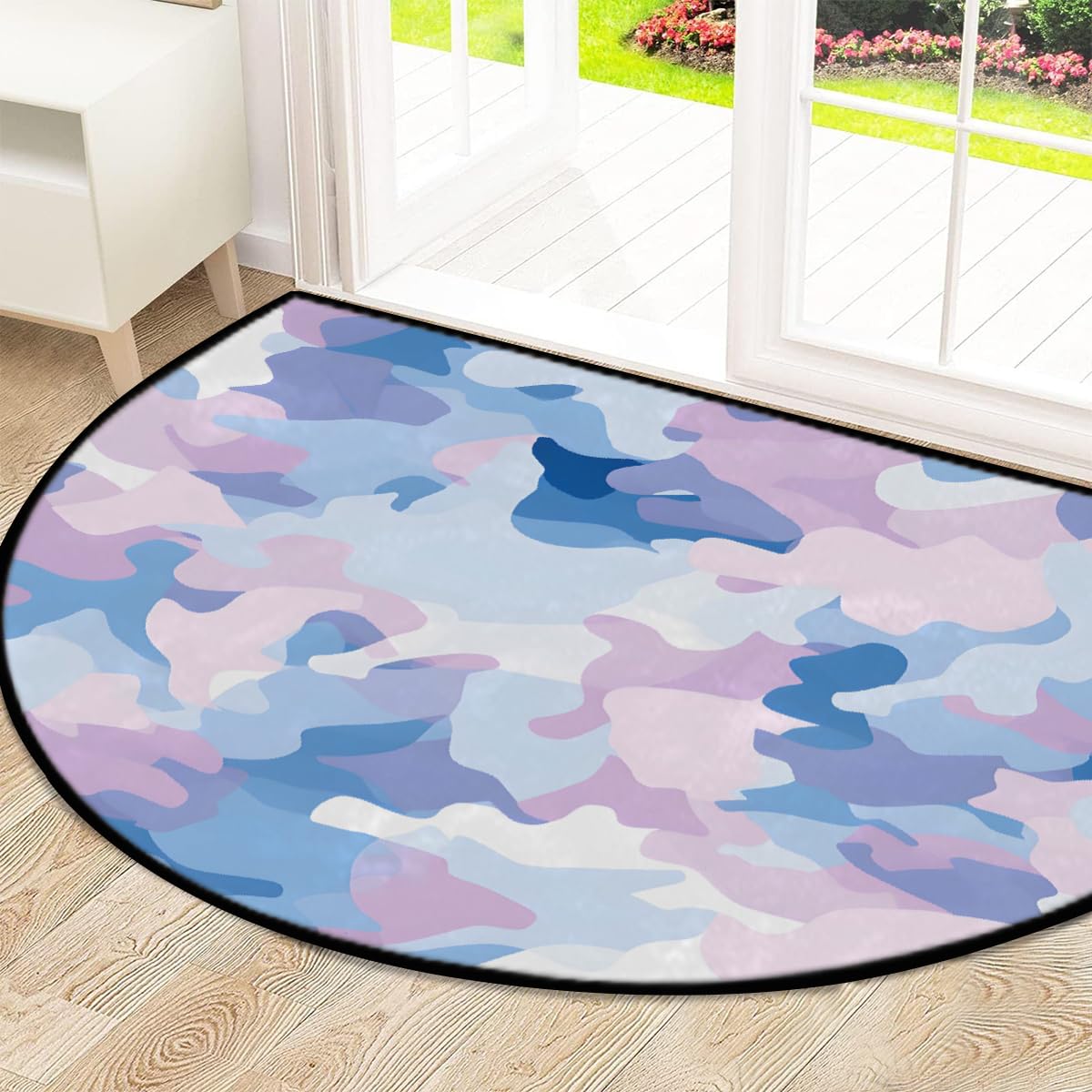 Mexpekil Paillasson demi-lune camouflage rose violet pour intérieur et extérieur - Demi cercle - Tapis de sol absorbant - Demi-rond - 100 x 160 cm