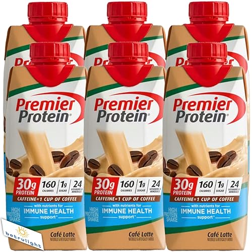 Premier Protein - Batido de proteínas, paquete variado de chocolate, vainilla, caramelo, café con leche, fresas, 1.06 onzas de proteína, 0.04 onzas